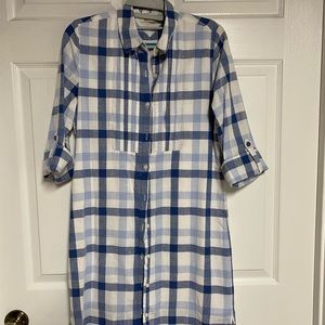Barbour Blue and White Plaid Shirt Dress